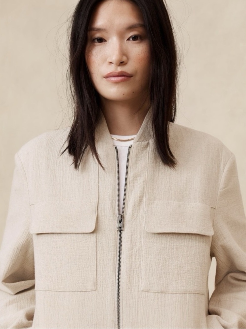 Banana Republic Bella Linen Bomber Jacket